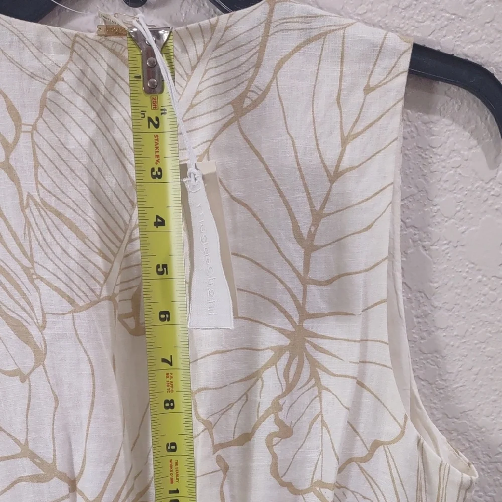 Magaschoni 100 Linen, Size 8 Elegant White Floral Dress - Picture 15 of 17
